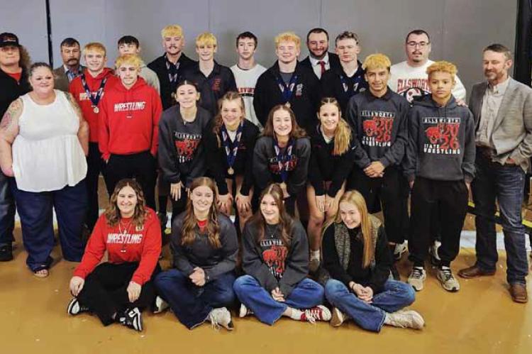 Ellsworth wrestlers competed at the state tournament in Hays Feb. 27-28. Combined, both the boys’ and girls’ teams placed six wrestlers. Additionally, the boys’ team placed fifth overall. Courtsey photo