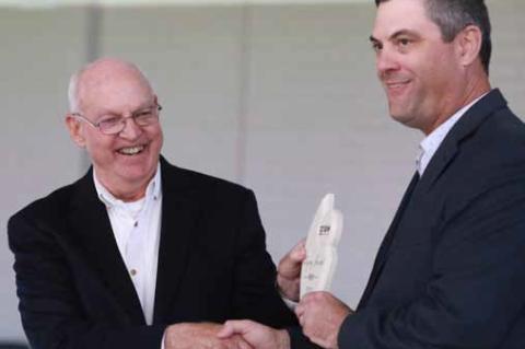 John Sherman receives the Legacy Award during the Grow Ellsworth County banquet March 25. KAREN BONAR/Ellsworth County Independent-Reporter