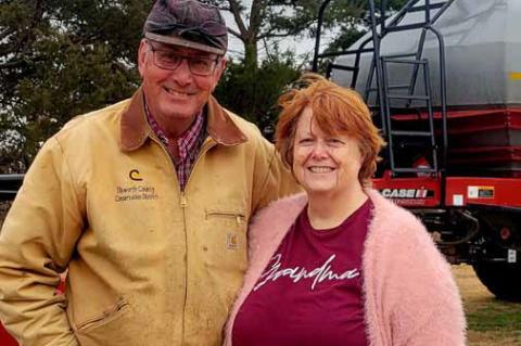 Charlie Kootz, left, and his wife, Debbie, have been farming since about 1976. Kootz is being honored with the Grassland Award. CATHERINE DOUD/Ellsworth County Independent-Reporter
