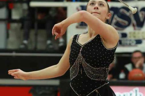Brooke Webb performs during halftime of the Dec. 19 basketball game at the Ellsworth gymnasium. KAREN BONAR/Ellsworth County Independent-Reporter